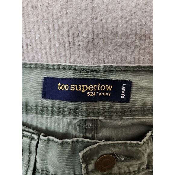 Levis Too Superlow 524 Jeans Womens Juniors 9 Green Flap Pockets Utility Stretch - Picture 6 of 8